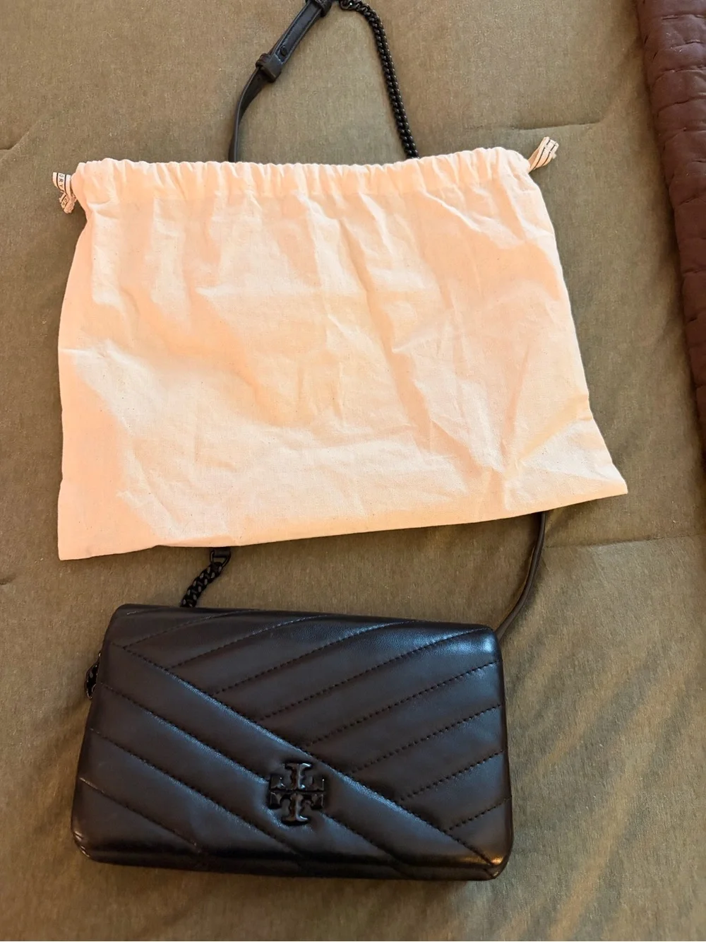 Tory Burch Black Quilted Leather Chain Strap Crossbody
